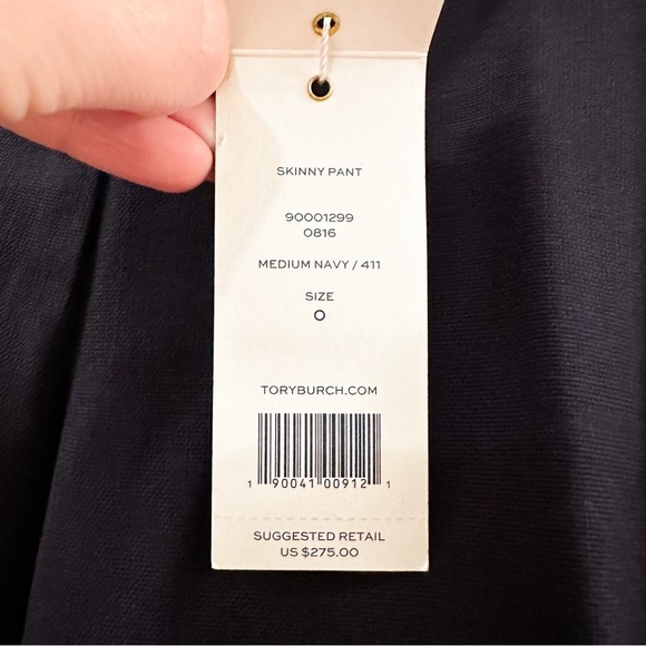 NWT Tory Burch Skinny Pant Medium Navy Blue 411 sz 0 - Picture 10 of 11